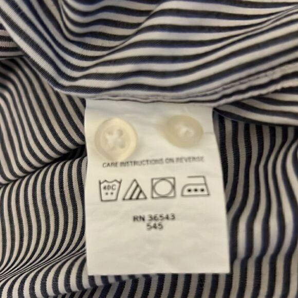 DKNY Men’s Blue and White Striped‎ Long Sleeve Button Down Shirt Size 16.5 - Picture 11 of 12